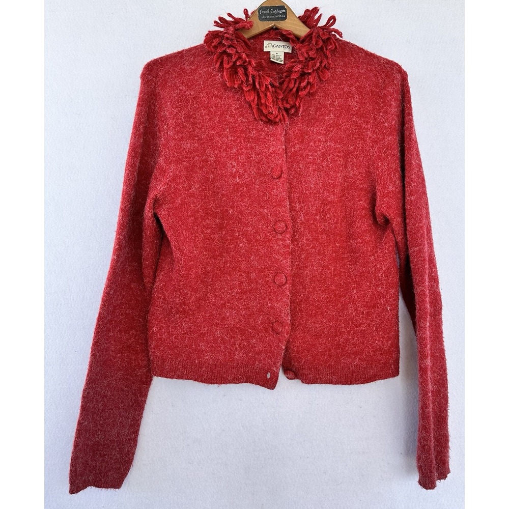 Gantos Cardigan Sweater Vintage Fringe Red Womens Size M Excellent